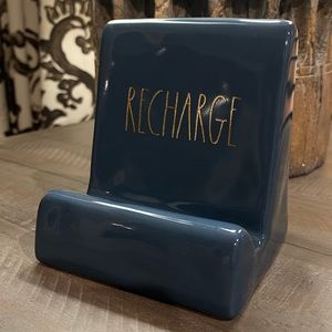 Rae Dunn ‘Recharge’ Blue Ceramic Phone Stand